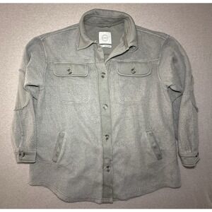 STOOSH Woman's Medium Flannel Green Button Up Comfortable Sweater
